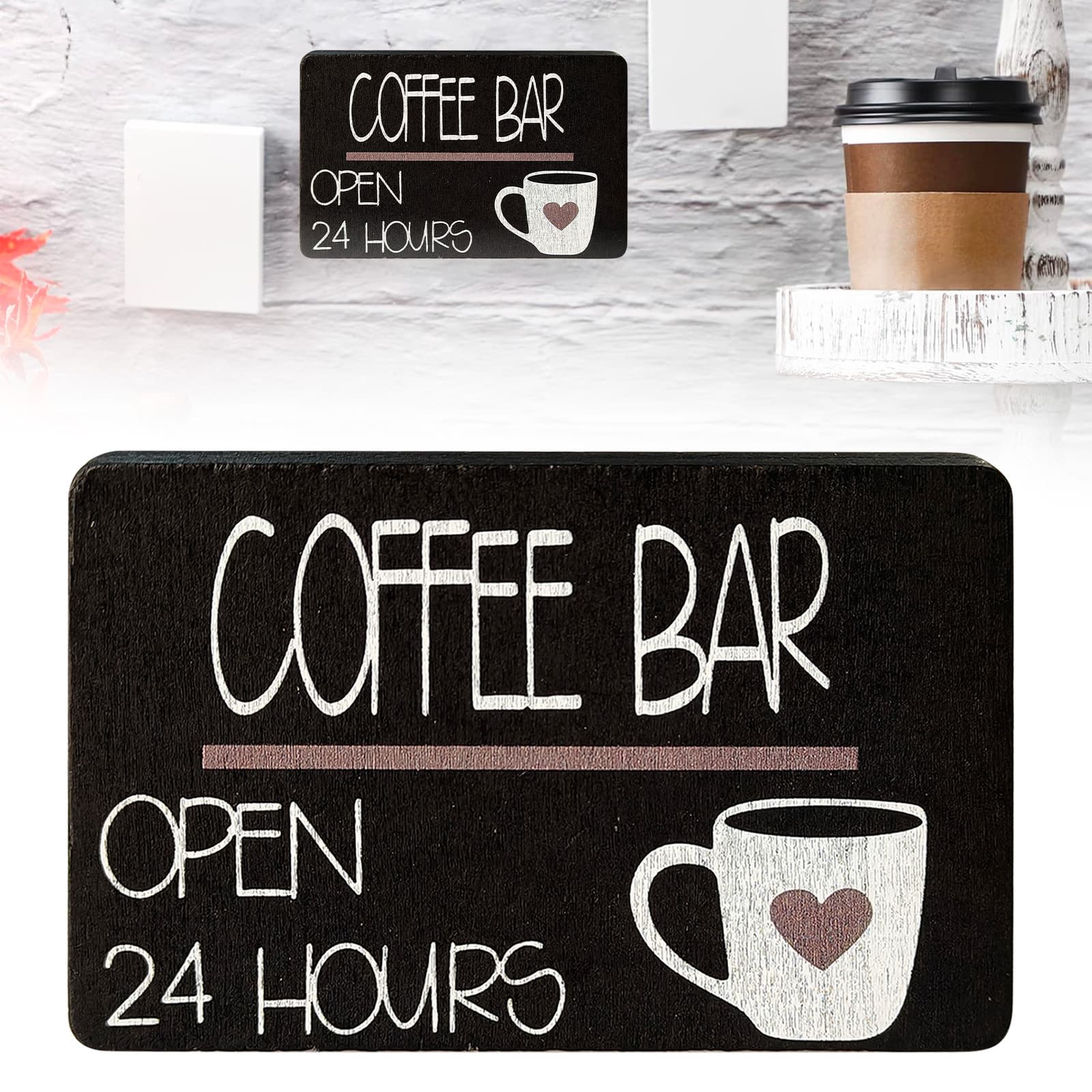 Vintage Cross-border COFFEE BAR Wooden Sign Mini Decoration for Coffee Corner, Coffee Shop Kitchen Decor