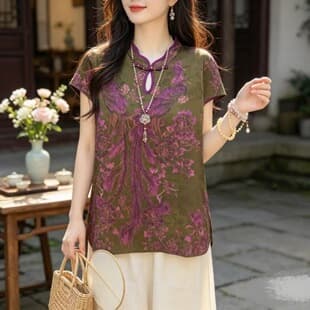 New Chinese Style Mother's Short Sleeve Top 2026 Summer New Arrival Middle-aged and Elderly Women's T-shirt