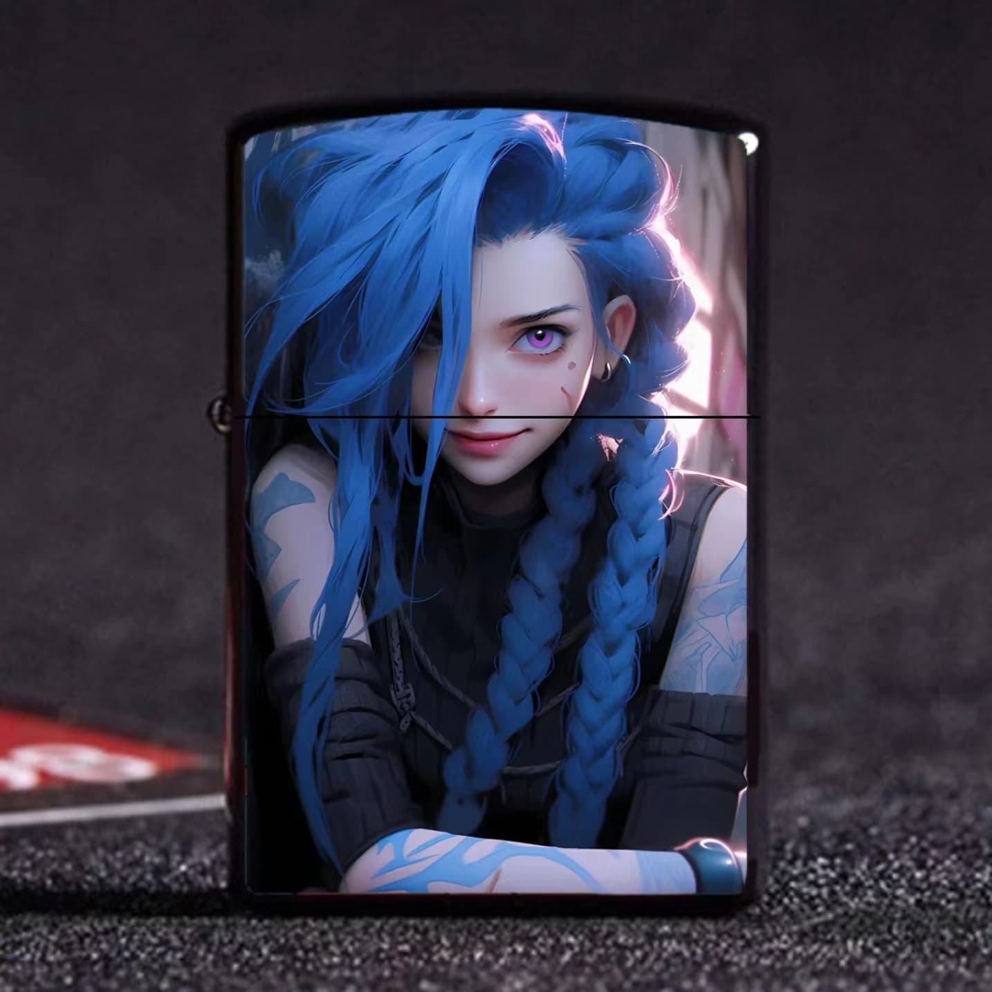 League of Legends Creative Jinx Kerosene Lighter Game Anime Character Windproof Metal Lighter Dropshipping
