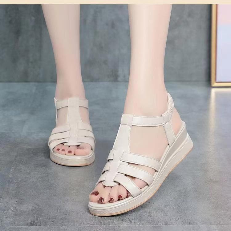 Sandals for women summer 2026 new soft-soled wedge heel thick-soled fish mouth casual versatile middle-aged mother's shoes Roman women's shoes