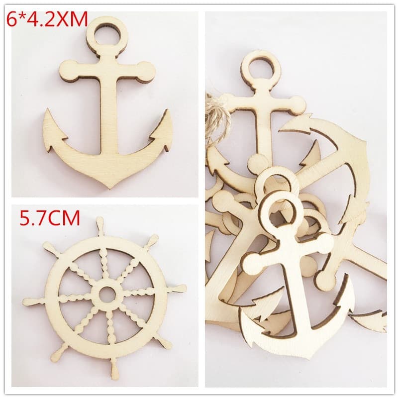 Wooden Craft Anchor Ship Decorative Creative Gift Ornament Material Accessories Hot Selling Pendant Charm