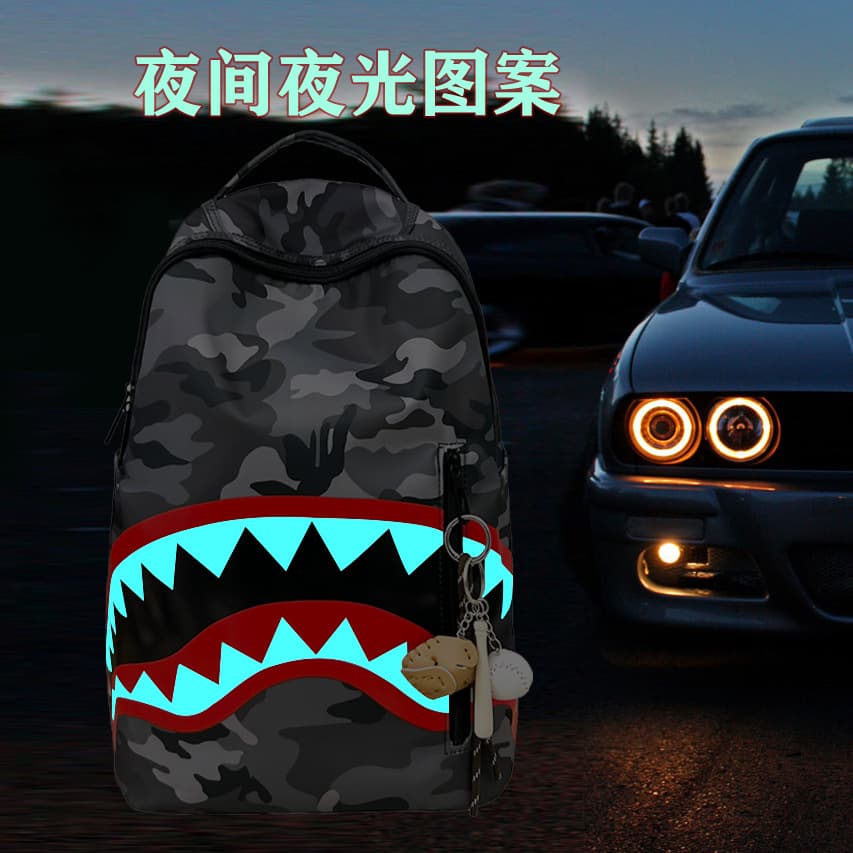 Cross-border new student backpack casual shark mouth print personalized backpack high-looking outing casual school bag