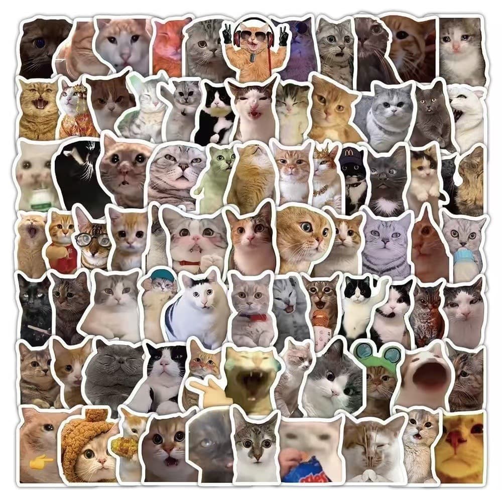 100 Cat Meme Stickers Cute Funny Viral Cat Ins Style Emoticon Meme Material Scrapbook Stickers