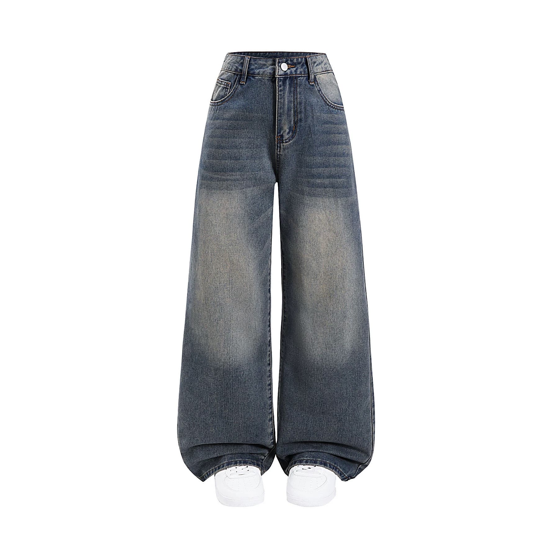 Overseas Stock for Amazon US/EU - American Street Style Washed Distressed Loose Wide-Leg Jeans for Teen Boys