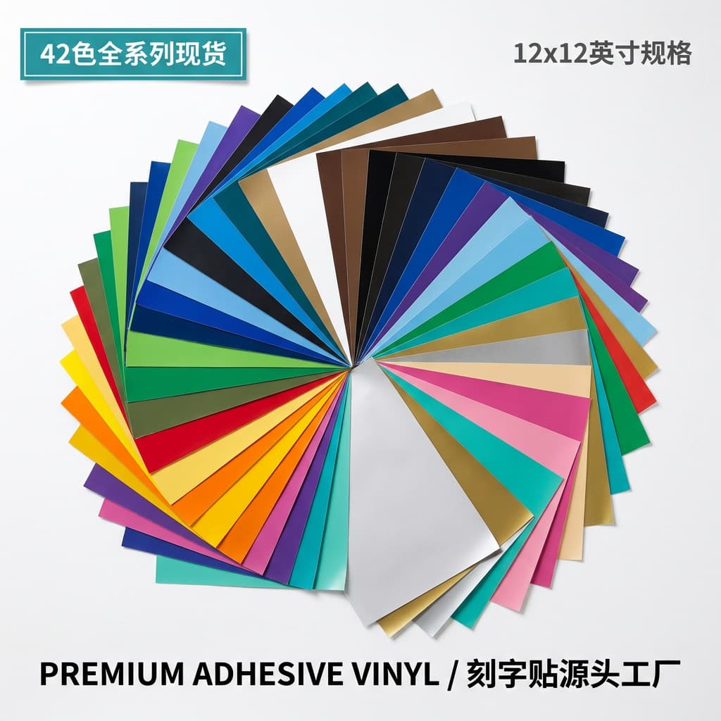 12x12 Inch Self-Adhesive Vinyl Adhesive Vinyl Compatible with Cricut 42 Colors Sticker