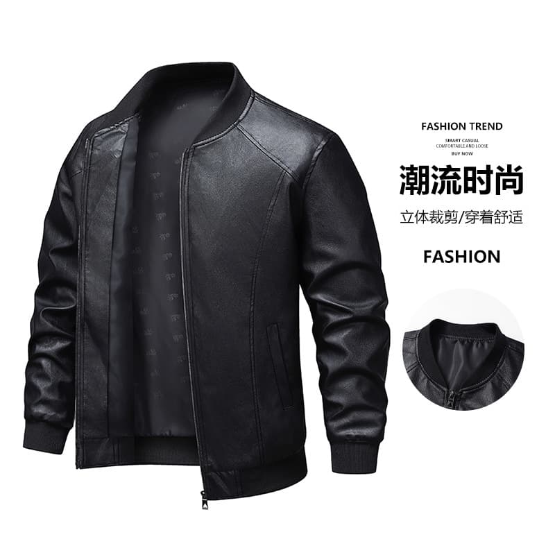 Men's Leather Jacket 2025 New Style Versatile Handsome Slim Fit Leather Jacket Men's Top Windproof Casual Jacket