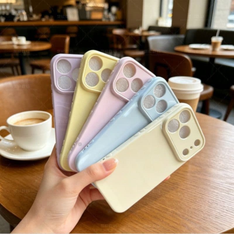 [Large Window] Simple Side Heart iPhone 17 Pro Max Phone Case, Korean-Style Solid Color 16 Soft Case Protective Cover 15