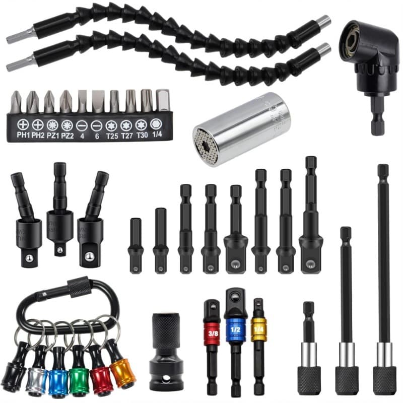 Cross-border 105-degree angle adapter bit flexible shaft elbow 360° universal extension rod colorful steel ball extension rod set