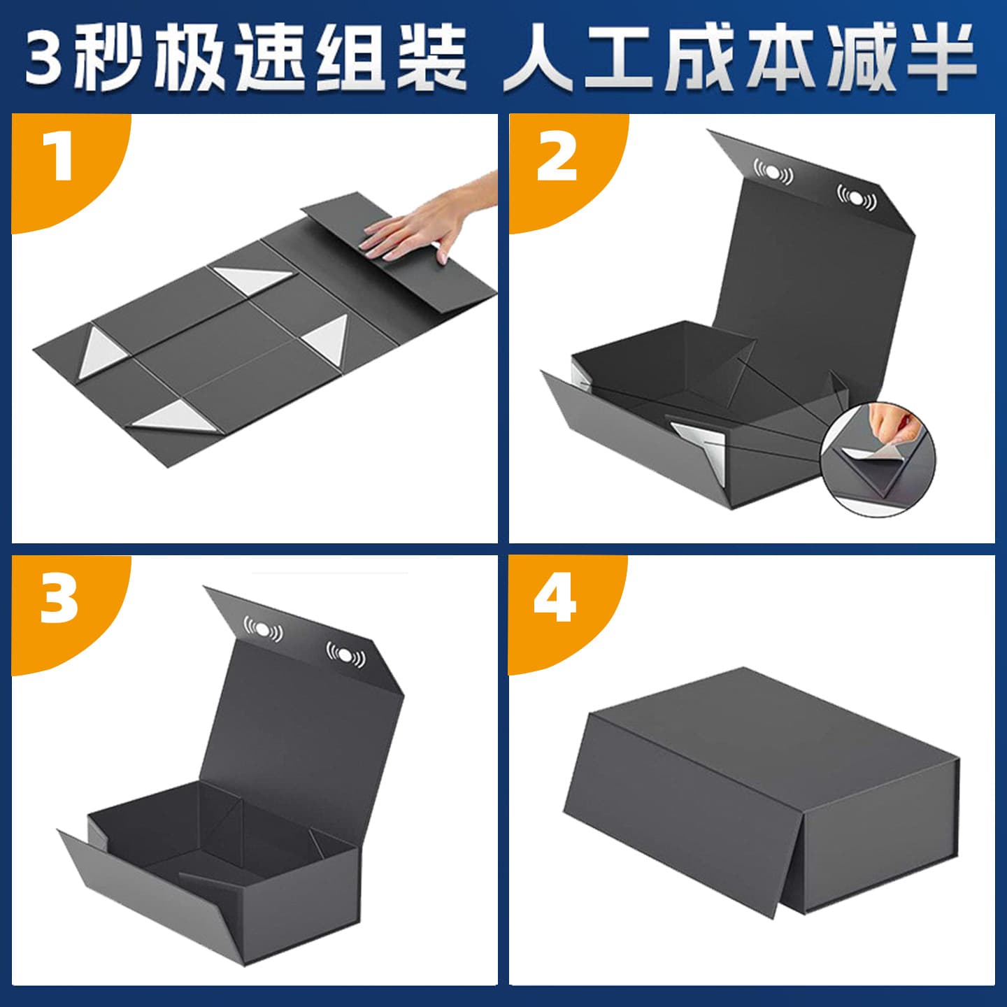 In Stock Foldable Gift Box One-Piece Bow Gift Box Solid Color Flip-Lid Book Box with Lid and Base Gift Box