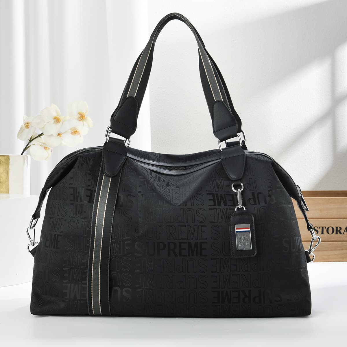 Large capacity travel bag, travel bag, fitness bag, accommodation storage bag, woven boarding bag wholesale