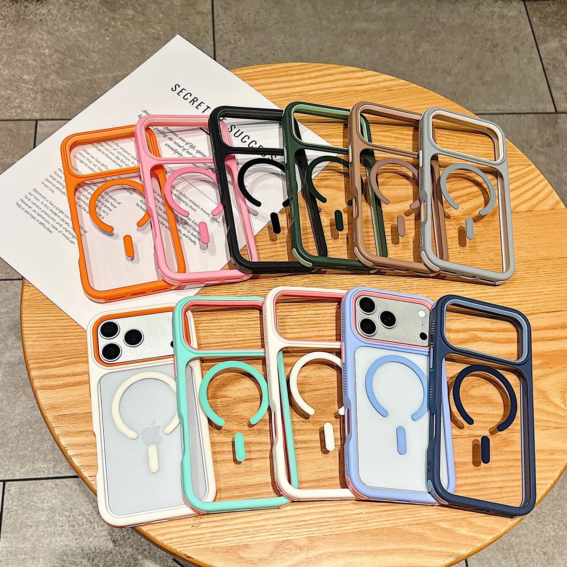 2-in-1 Compatible iPhone 17 Pro Max Case 16PM Apple 15PM High Transparency Strong Magnetic 14 Colorful Frame