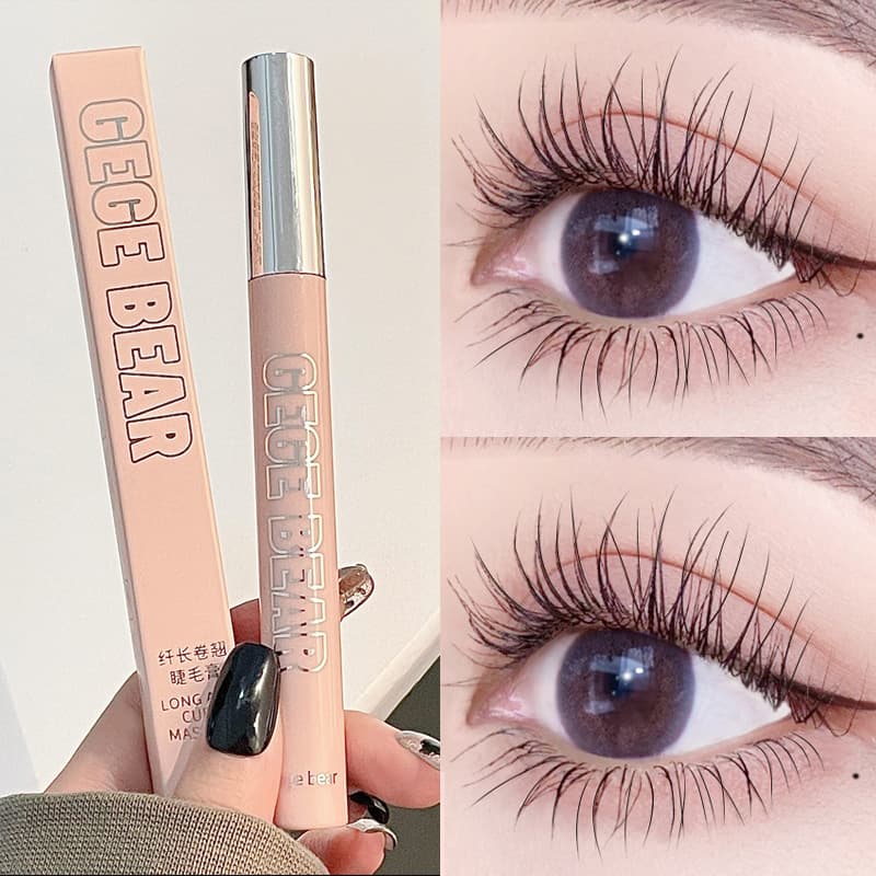 Gegebear Long Lasting Curling Mascara Thin Brush Head Thick Waterproof Durable Non Smudging Individual Separate Black Mascara