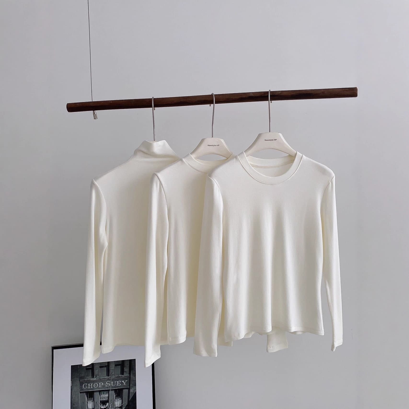 Lyocell Tencel Acetate Wool Base Layer Round Neck Mid-Neck High-Neck Meiyabi Fleece-Lined Inner Layer Warm Long Sleeve T