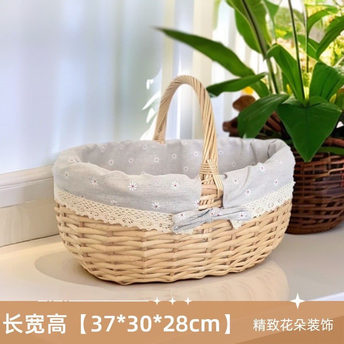 Handmade wood woven rattan maternity basket, carry basket for eggs fresh flowers fruit vegetable basket, rustic gift for best friend postpartum mother