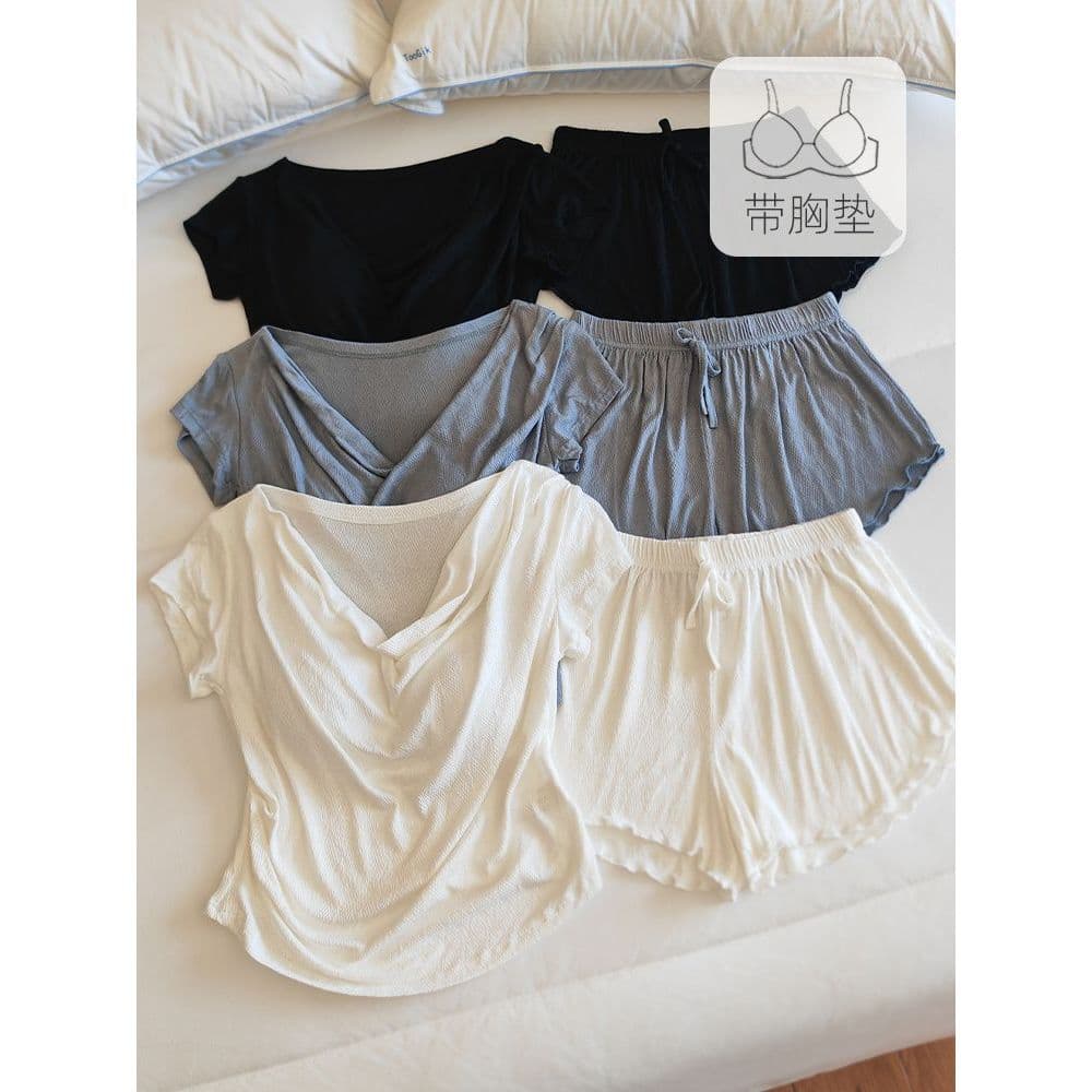 Ultra-Soft Modal Cotton Korean-Style Pajamas for Women, Spring/Summer New Short-Sleeve Loungewear Set, Breathable Summer Outfit