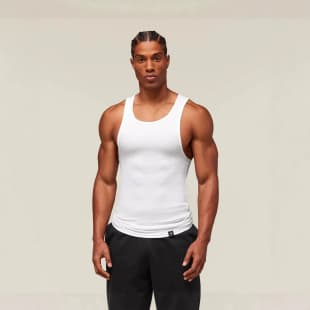 GYM Shark Summer Men's Muscle Fitness Basic Stretch Ribbed Knit Sleeveless Vest