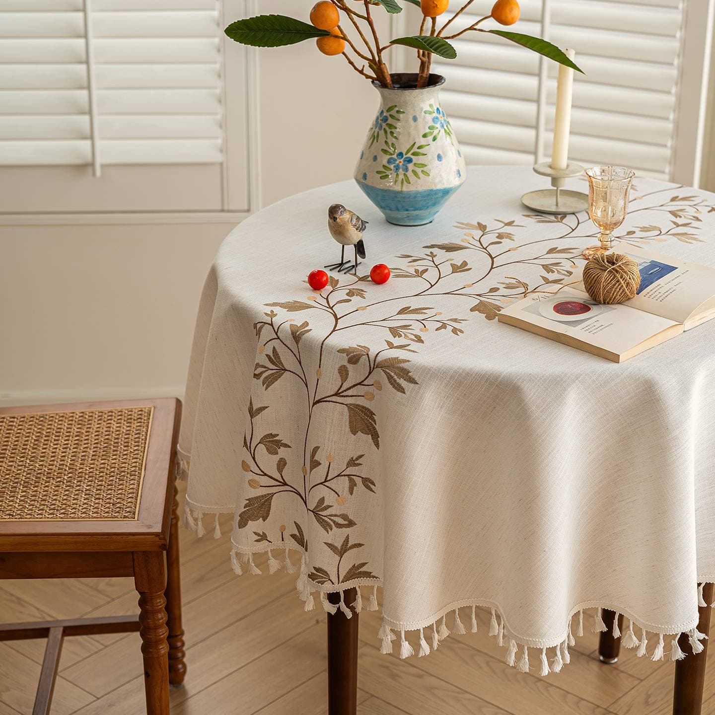 Cotton Linen Waterproof and Oil-Proof Tablecloth, Luxury Premium Style, Ins-Style Round Table and Coffee Table Cover
