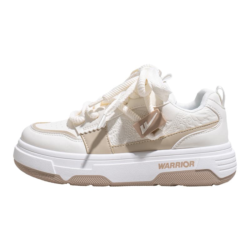 Warrior Dopamine Women's Chunky Sole Sneakers Spring New Patchwork Contrast Color Versatile Platform Shoes Cherry Color Student Shoes