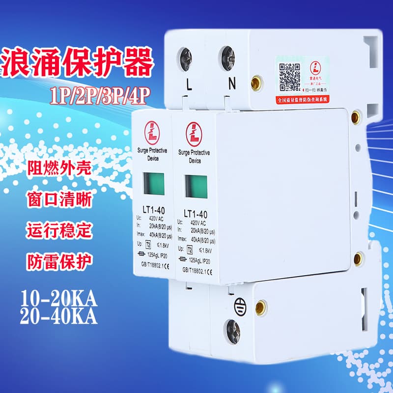 SPD Lightning Surge Protector AC Surge Protector Power Lightning Arrester 2P 40KA for Home Switch 420V