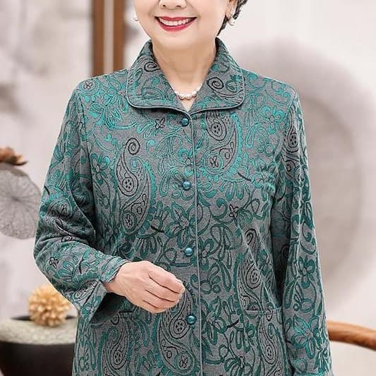New Style Women's Clothing for Middle-Aged and Elderly Women, Spring and Autumn Lightweight Jackets, Mom-Style Tops, Grandma Shirts, Three-Quarter Sleeve Clothing for Women