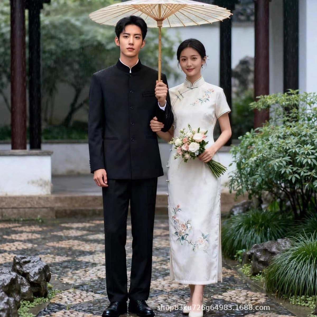 Jinzao Tang Suit Men's Groom Suit Wedding Mandarin Collar Zhongshan Suit Art Exam Choir Performance New Chinese Style Suit Set