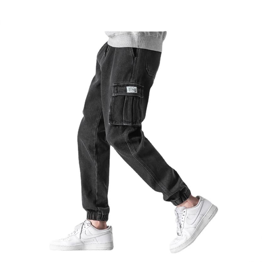 Men's elastic casual large size overalls Korean style trendy jeans men's loose autumn harem long pants