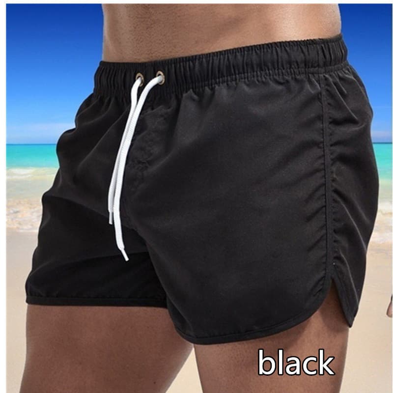 Cross-border Europe and America Men's Solid Color Three-quarter Beach Shorts Fashion Multi-color Straight Loose Drawstring Sports Swimming Beach Shorts