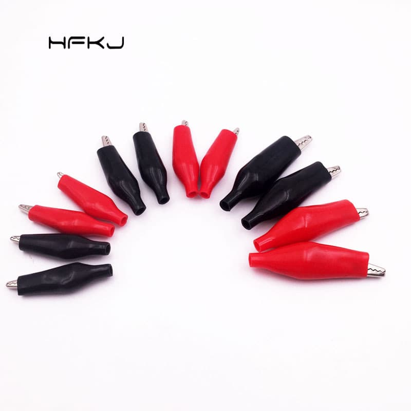 Red and Black Sheath Crocodile Clip Small Battery Power Clip Power Cord Test Clip Small Medium Large Crocodile Clip