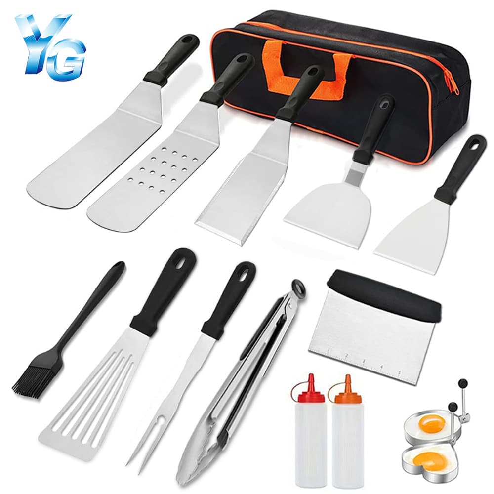Amazon camping BBQ outdoor barbecue tool set, stainless steel spatula and cooking utensil combo
