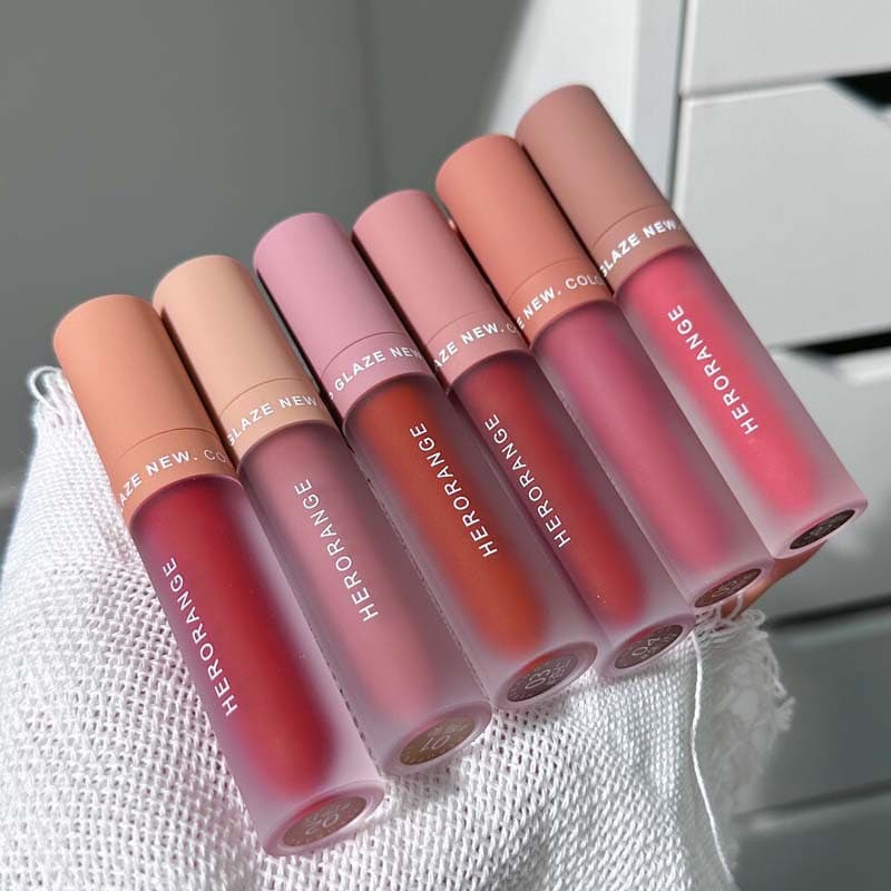 HERORANGE Velvet Liquid Lipstick Matte Finish Long-Lasting Non-Stick Lip Gloss Set for Women