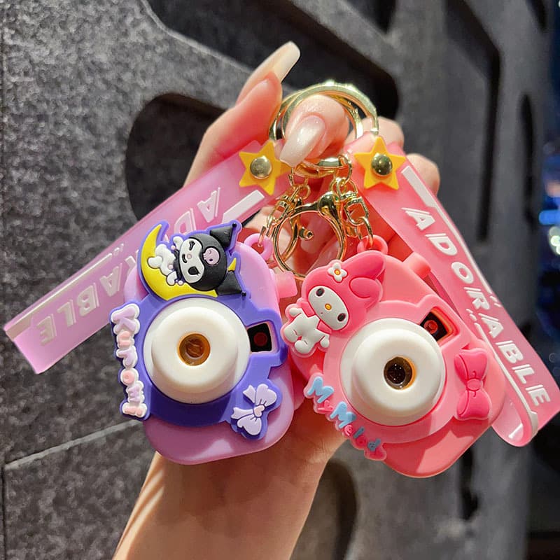 Creative Sanrio Projection Camera Keychain Kuromi Cinnamoroll Mini Camera Shape Keychain Wholesale