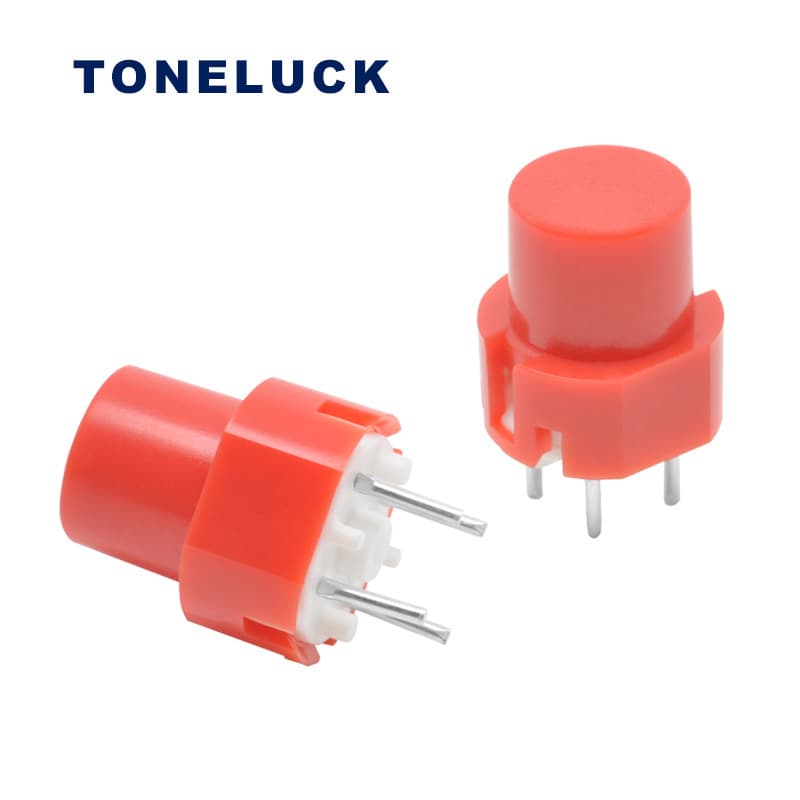 TONELUCK factory supply KEY push button switch 0.01A 35VDC straight key switch red PCB through-hole switch