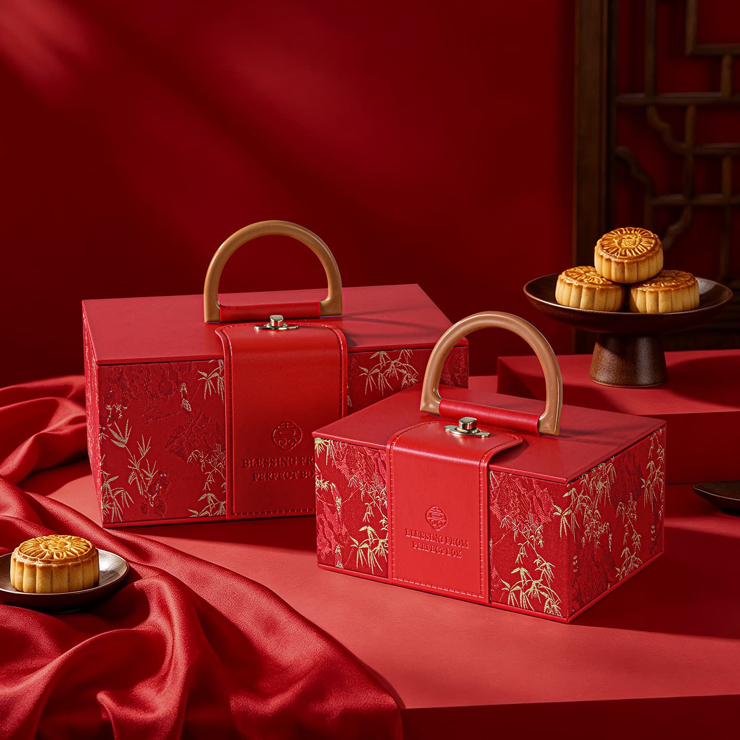 Leather Gift Box Classic Versatile Mid-Autumn Mooncake Gift Box Family Reunion Gift Empty Box Custom Mid-Autumn Gift Box