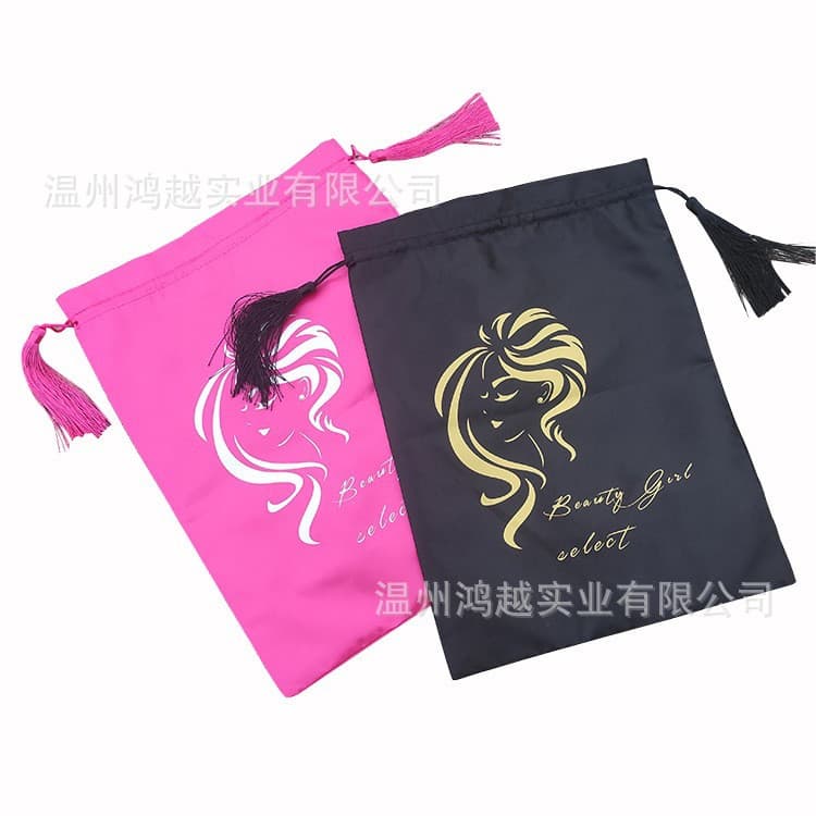 Satin Wig Bag 30*40cm Silk Drawstring Pouch for Underwear Storage, Dust Bag with Handle