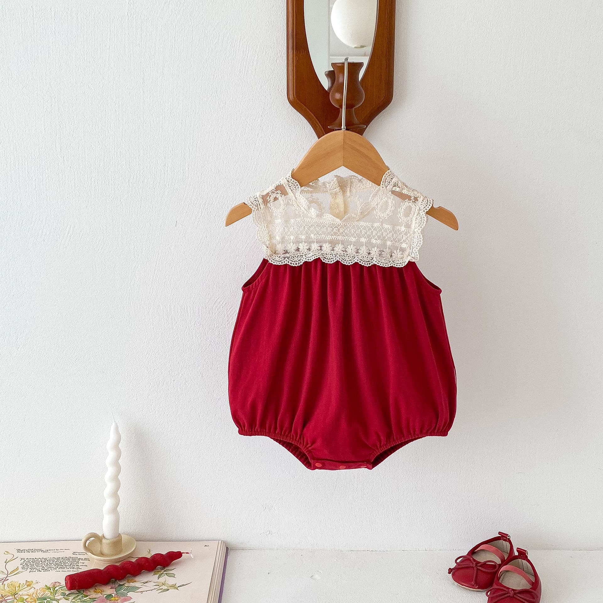 Summer Thin Vest Baby Girl Romper Wrap Newborn One Year Old Birthday Clothes Cotton No Sleeve Double Button Closure Korean Style
