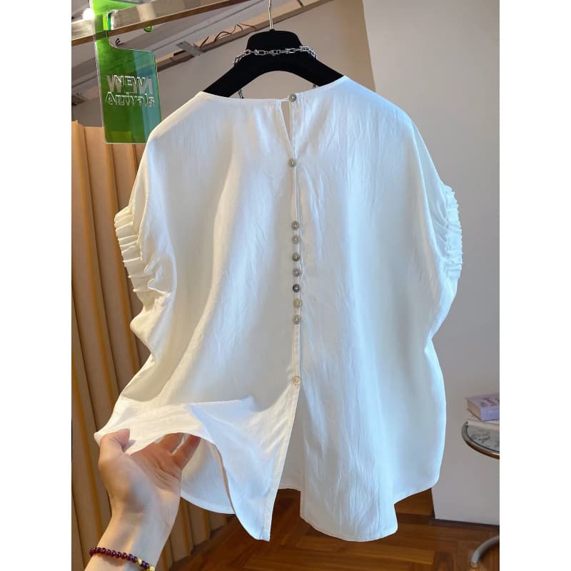 Non-actual photo summer acetate satin blouse for women, 2026 new loose fit, cool-feeling stylish top