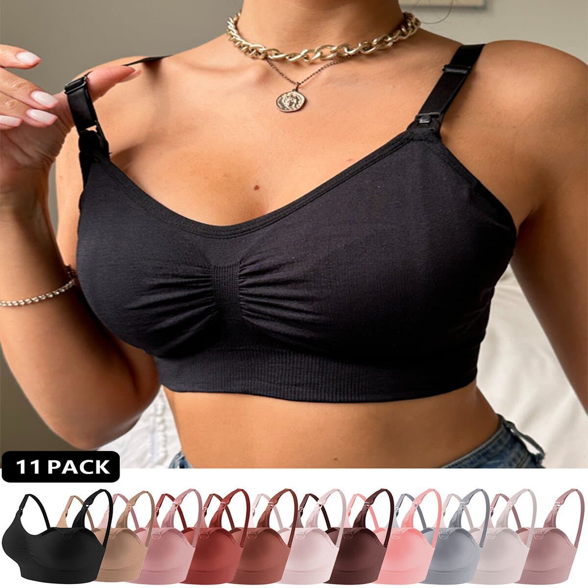 sheintemu's hot-selling cross-border European and American style maternity wear, new style, push-up, top-opening, wire-free nursing bra for pregnant women.