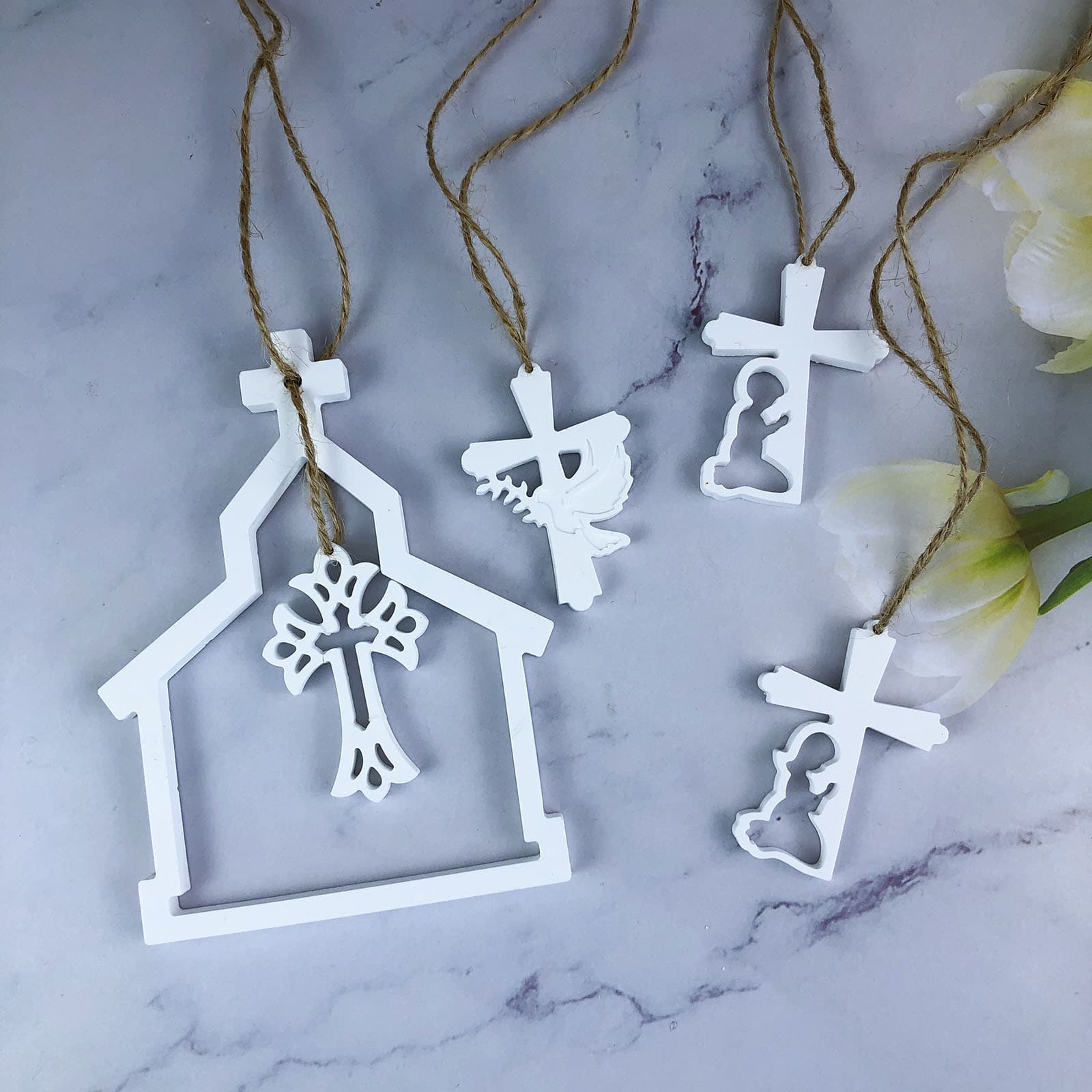 X0587+X0609 Church Cross Pendant Decoration Cement Plaster Mold DIY Silicone Mold