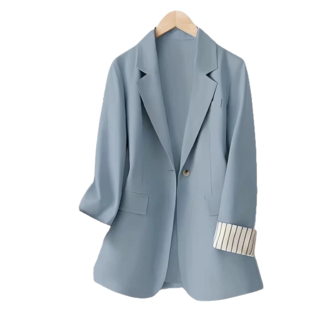 2026 Spring/Fall New Arrival Striped Cuff Panel Blazer for Women, European and American Commuter Casual Solid Color Suit Jacket