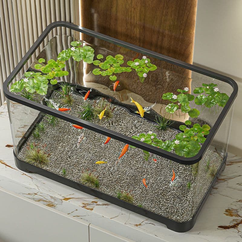 Acrylic Transparent Fish Tank Plastic Goldfish Tank Living Room Small Home Eco Tank Bottom Drain Desktop Water Tank