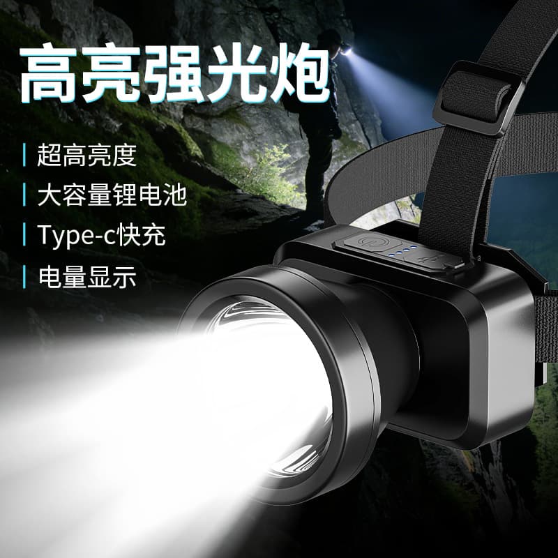 Cross-border P5 Super Bright Rechargeable Headlamp, Ultra-Bright Head-Mounted Long-Lasting Flashlight, Fishing Mining Lamp, Outdoor Emergency