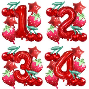 Sweetheart Digital Cute Matte Strawberry Cherry Balloon Set for Girls Birthday Party Decoration Party Setup Props