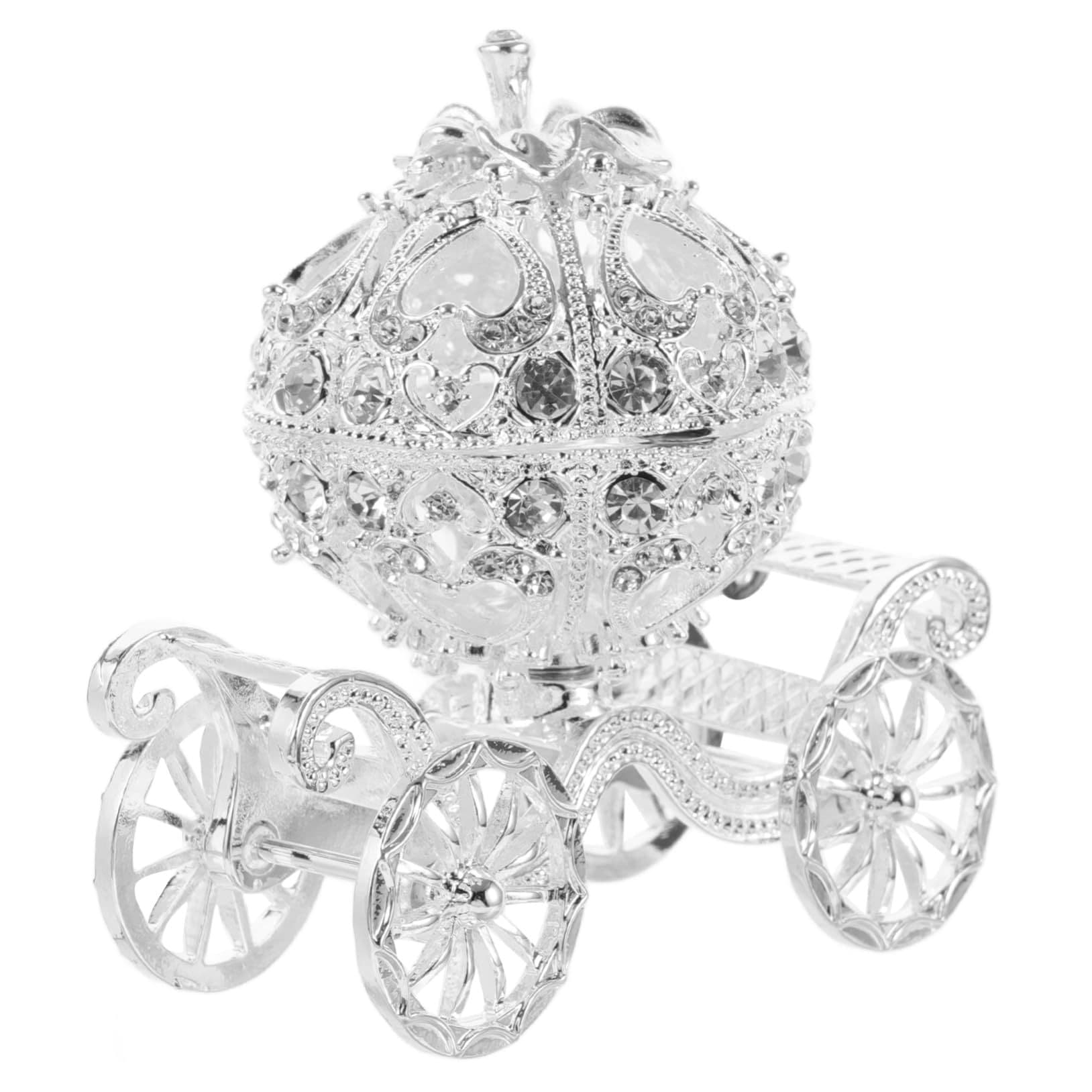 Metal Ornaments, Silver Carriage Jewelry Box, Exquisite Home Decor, Light Luxury Jewelry Storage Box, Earring Jewelry Box