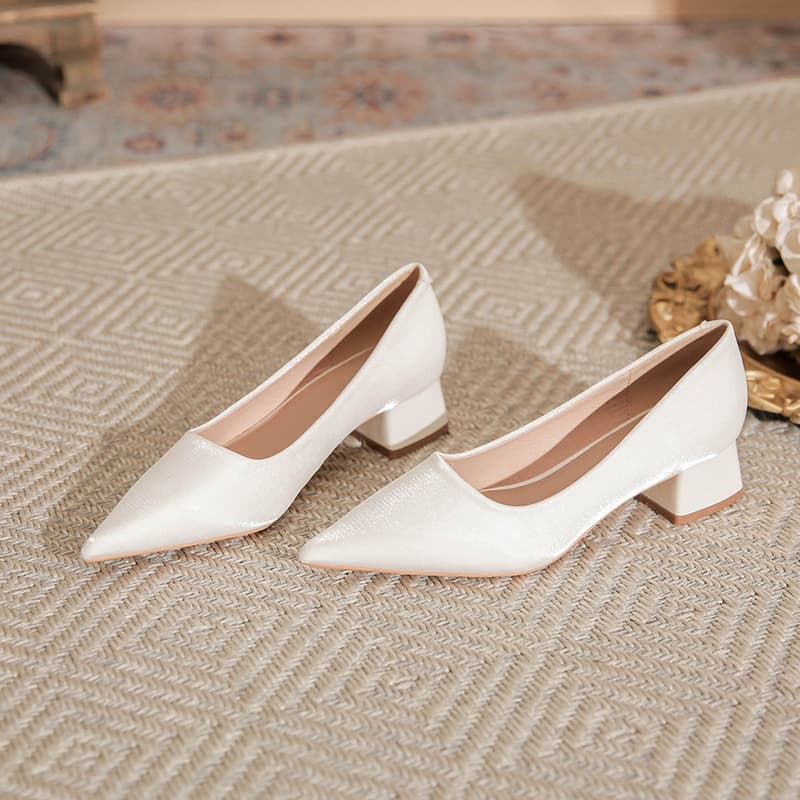X202 Chunky Heel Pointed Toe Professional OL Commute Interview Shoes - Elegant and Versatile - 2024 New Style