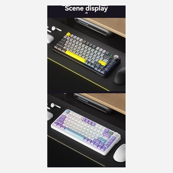 Heijue AJAZZ 1 piece. Color: Purple, White, Blue. Material: PBT. Hot-swappable three-mode mechanical keyboard