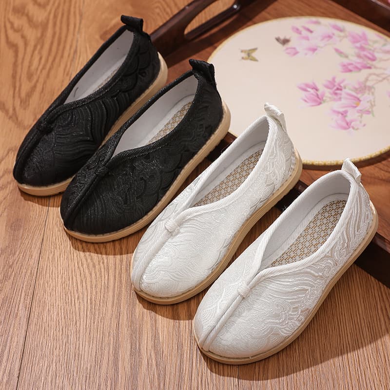 Handmade Boy's Hanfu Shoes Embroidered Ancient Style Children's Shoes Ethnic Ma Face Skirt Shoes Old Beijing Cloth Shoes
