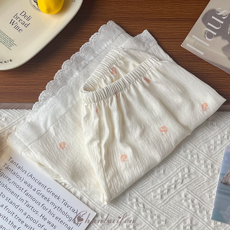 Women's Cotton Silk Pajama Shorts, Summer Cloud Cotton Shorts, 2026 New Style, Girl's Heart Lace Trim, Plus Size Home Shorts