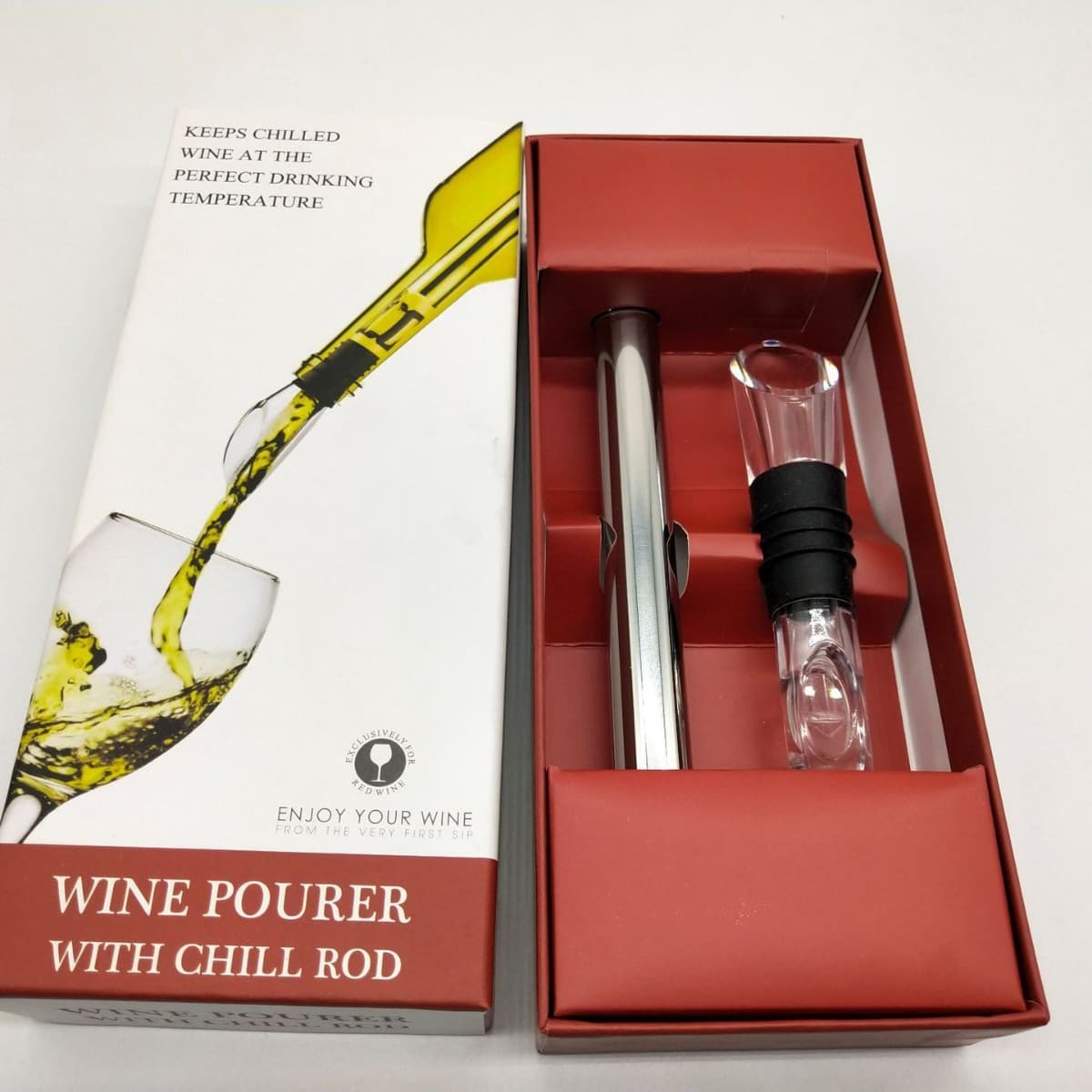 Red Wine Ice Stick Wine Cooling Metal Stick Quick Decanter Pour Spout Stainless Steel Ice Cubes Factory Wholesale