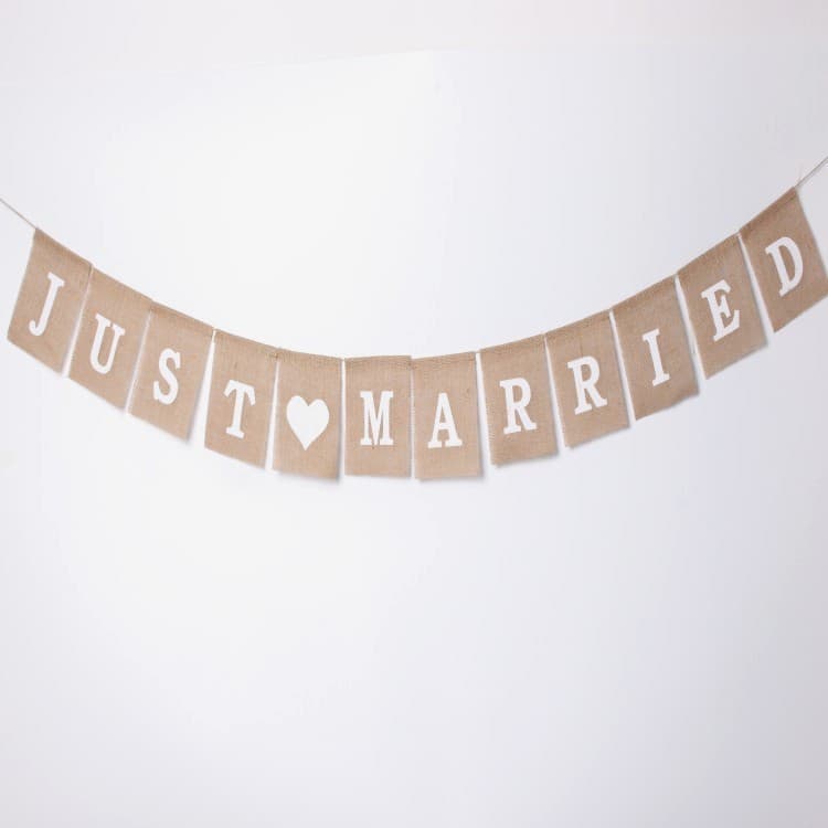 Cross-border Wedding Party Decoration Supplies Vintage Burlap Banner JUST MARRIED Square Flag