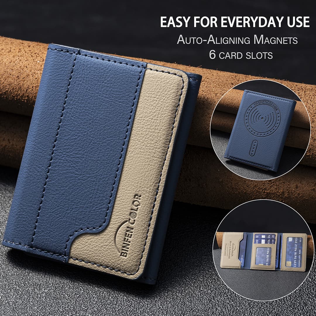 Compatible with iPhone 16 Tri-Fold Magnetic Wallet Card Holder, Magnetic Wallet Back Attachment Universal Phone Card Case
